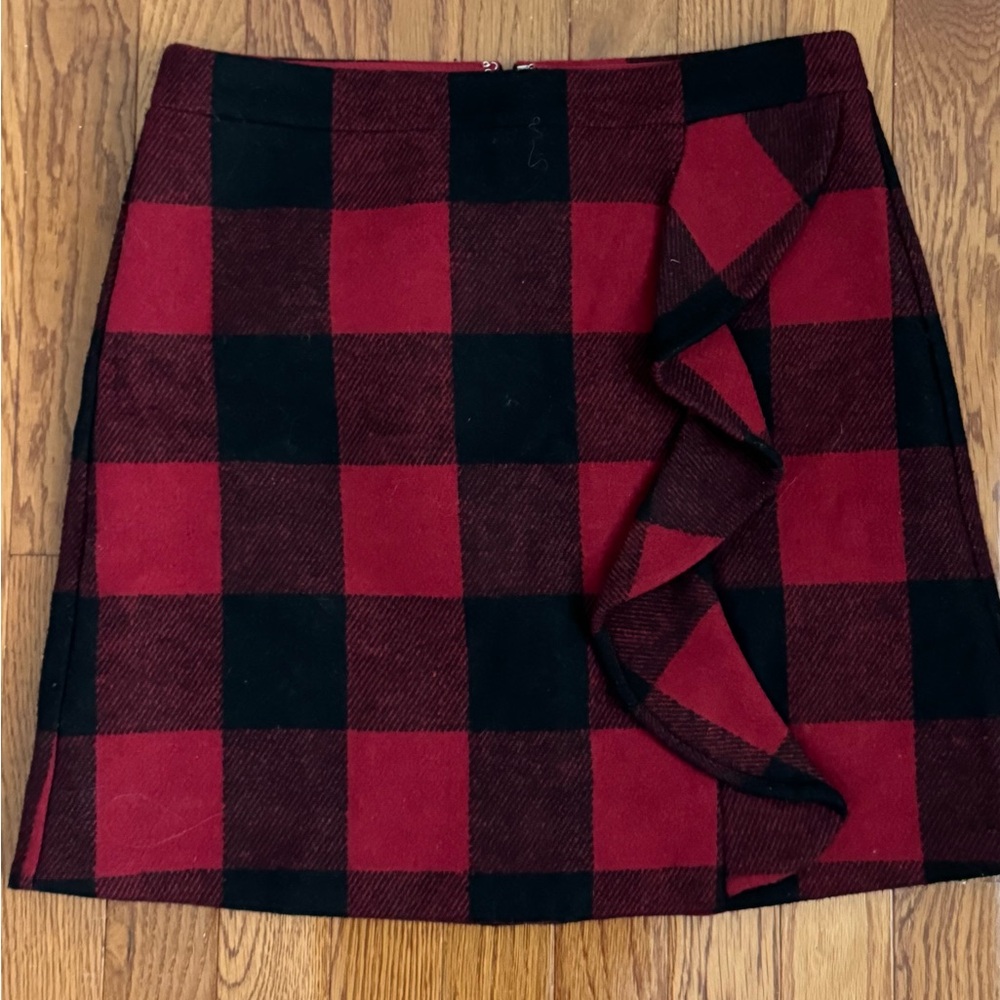 JCrew lined wool Buffalo plaid skirt
